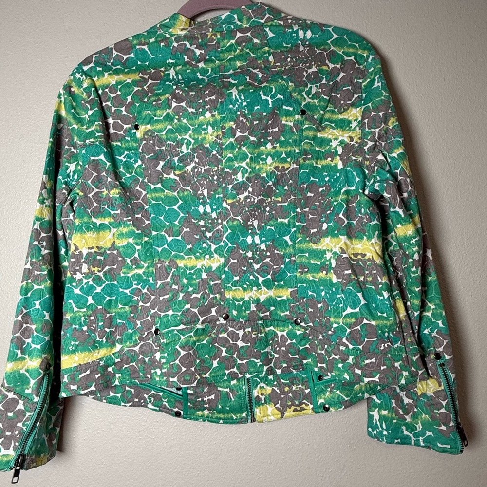 Women’s Green Patterned Zip-Front Jacket - Picture 4 of 8